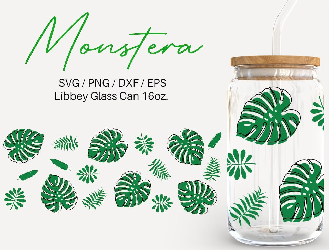 Vaso de cristal Monstera