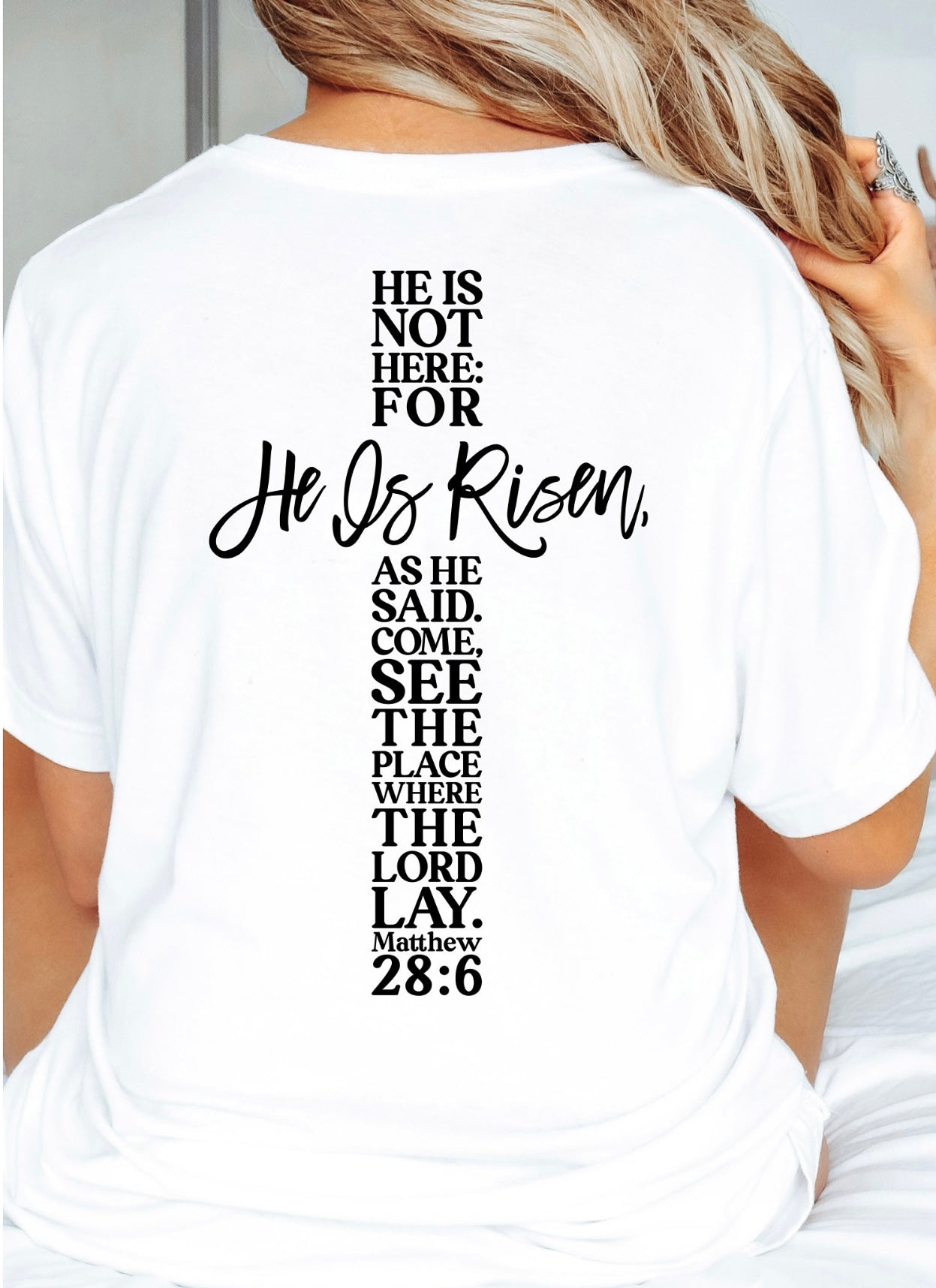 He Is Risen Cross Tee
