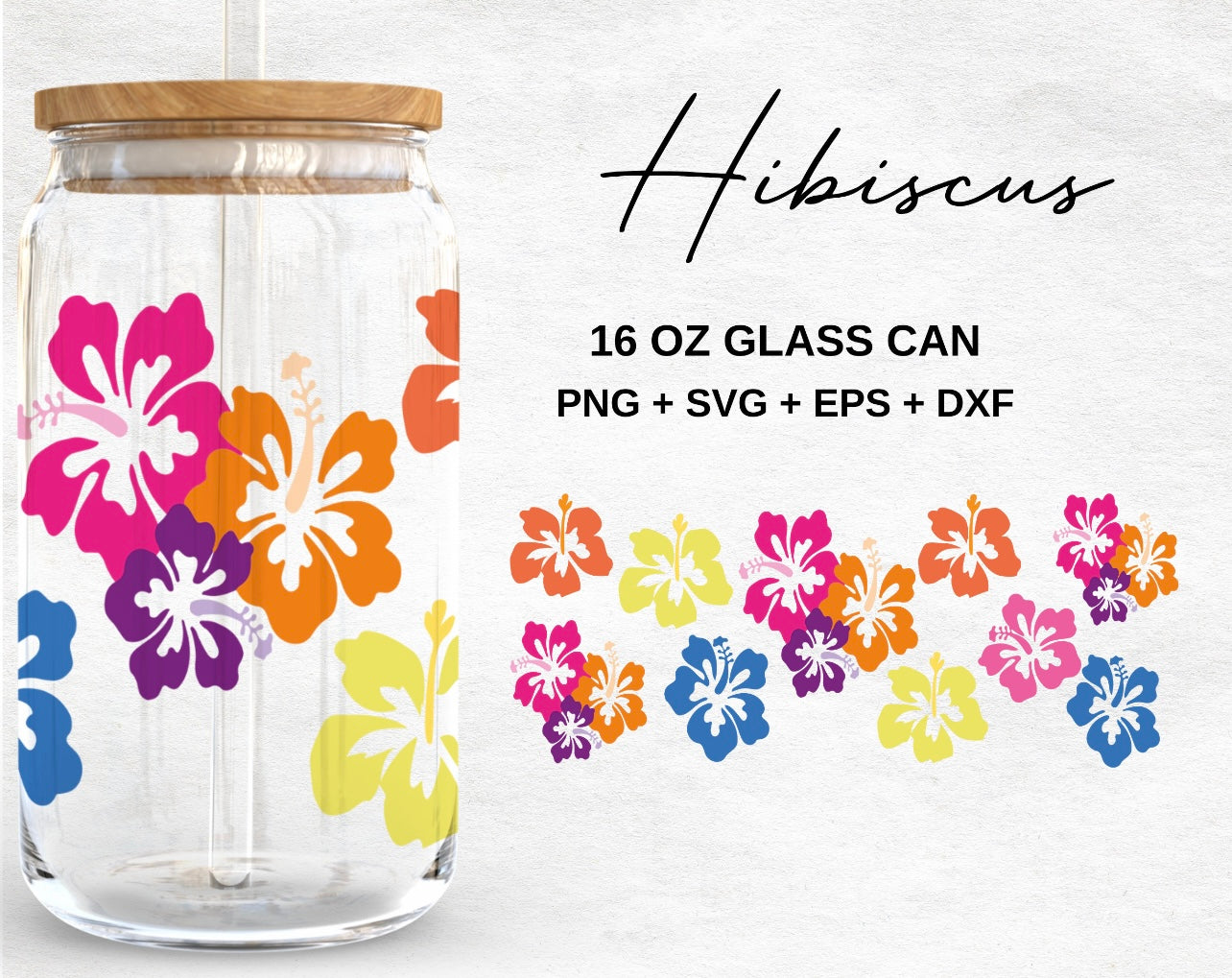 Hibiscus Glass Can Tumblers
