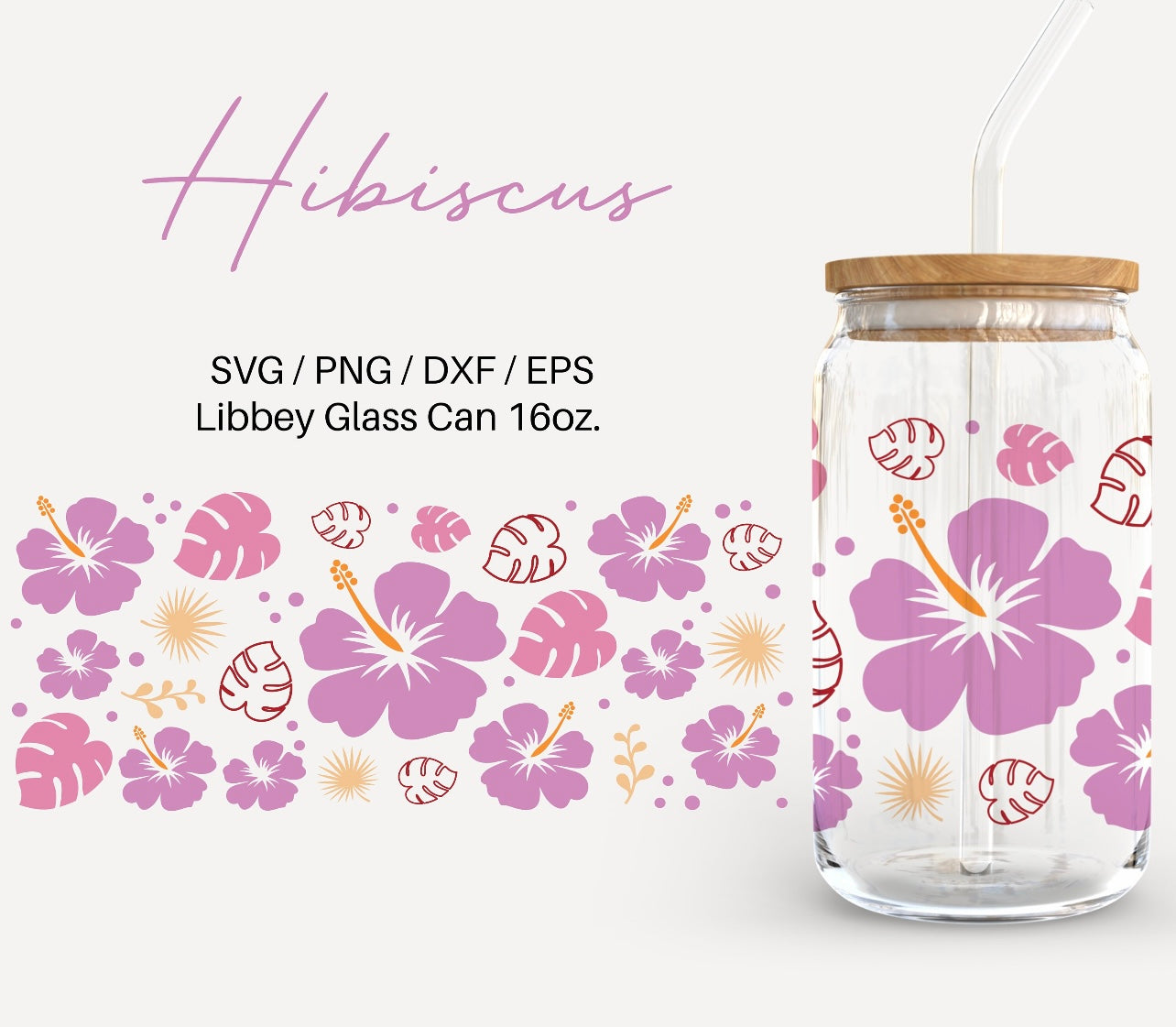 Hibiscus Glass Can Tumblers